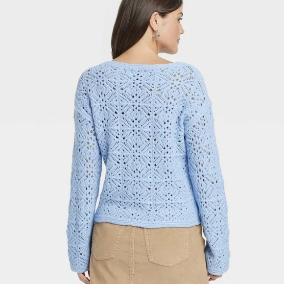 Universal Thread Light Blue Crochet Sweater - Picture 2 of 4